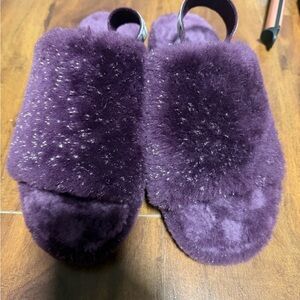 UGG Deep Purple Fluffy Slippers